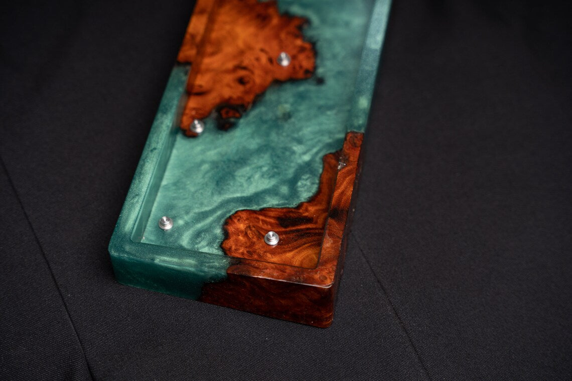 Ocean Vein Resin Wood Keyboard Case