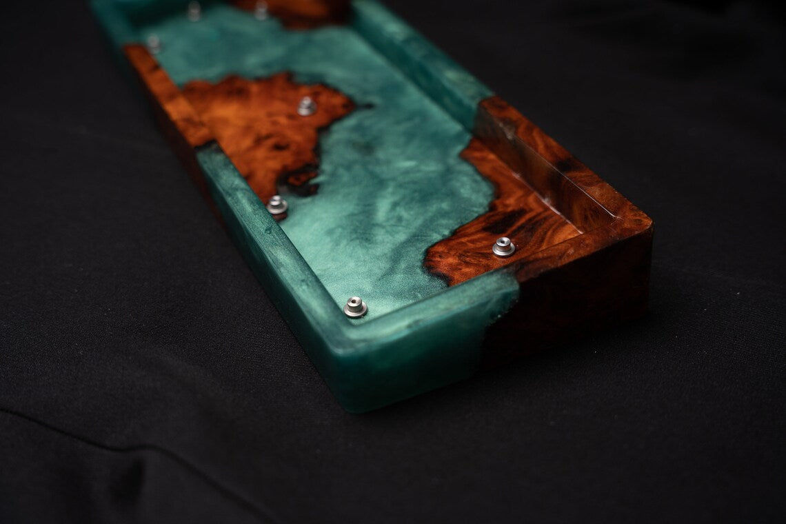 Ocean Vein Resin Wood Keyboard Case