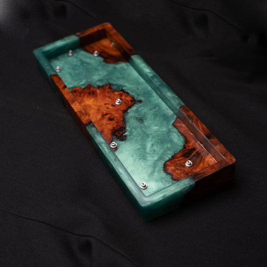 Ocean Vein Resin Wood Keyboard Case