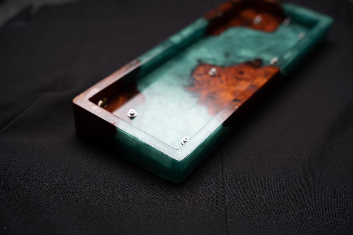 Ocean Vein Resin Wood Keyboard Case